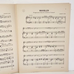 1942 VanderCook Student Series Warbler Solo Sheet Music Cornet Trumpet Piano