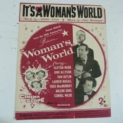 song sheet IT&rsquo;s A WOMAN&rsquo;s WORLD theme melody from the 20th century fox film 1954