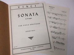 Leonardo Vinci Sonata in D Major Viola & Piano Sheet Music International Company