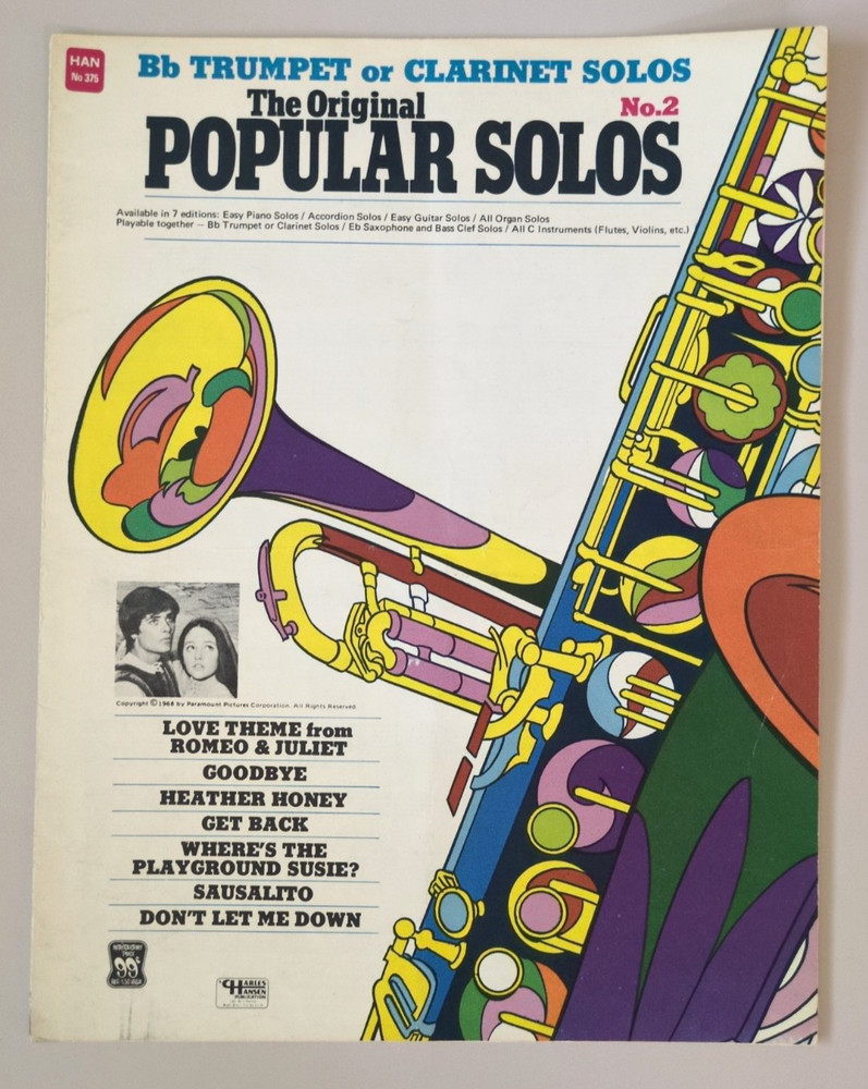 1969 Trumpet & Clarinet Solos Beatles Ohio Express Groovy Hal Leonard Song Book