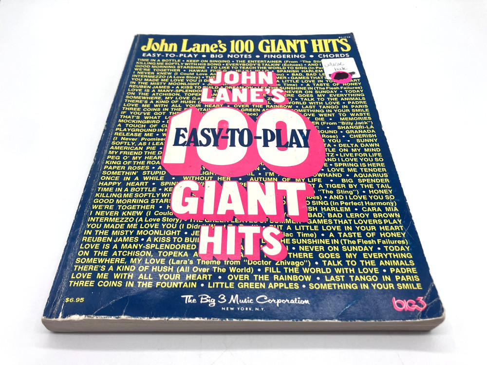 John Lane’s 100 Giant Hits Easy To Play, Big Notes, Fingering, Various Artists
