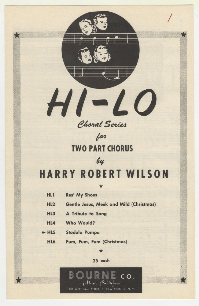 Bourne Co (HL5) Choral Music: Stodola Pumpa (Barn Pump) – 2 Part Hi-Lo-Qty. 10