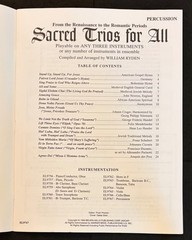 Sacred Trios for All Percussion Sheet Music William Ryder Ensemble Book