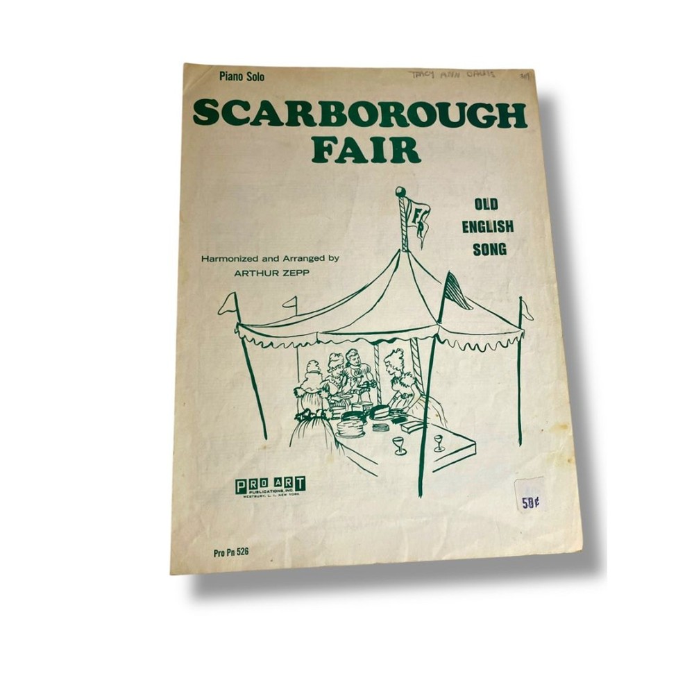 Vintage Sheet Music Scarborough Fair Piano Solo Arthur Zep Old English Song