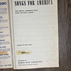 1941 SONGS FOR AMERICA SHEET MUSIC SONGBOOK SCHOOL, CLUB, ASSEMBLIES, CAMP VTG.