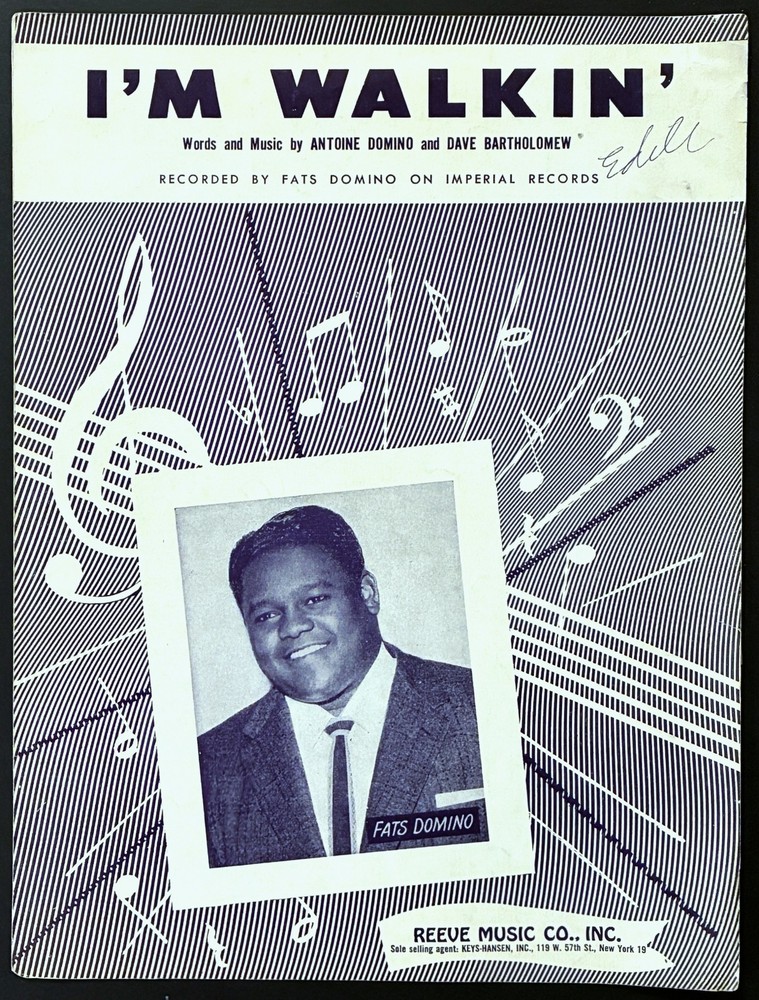 1957 FATS DOMINO « I&rsquo;M WALKIN' » CLASSIC SHEET MUSIC – ROCK & ROLL ERA – R&B