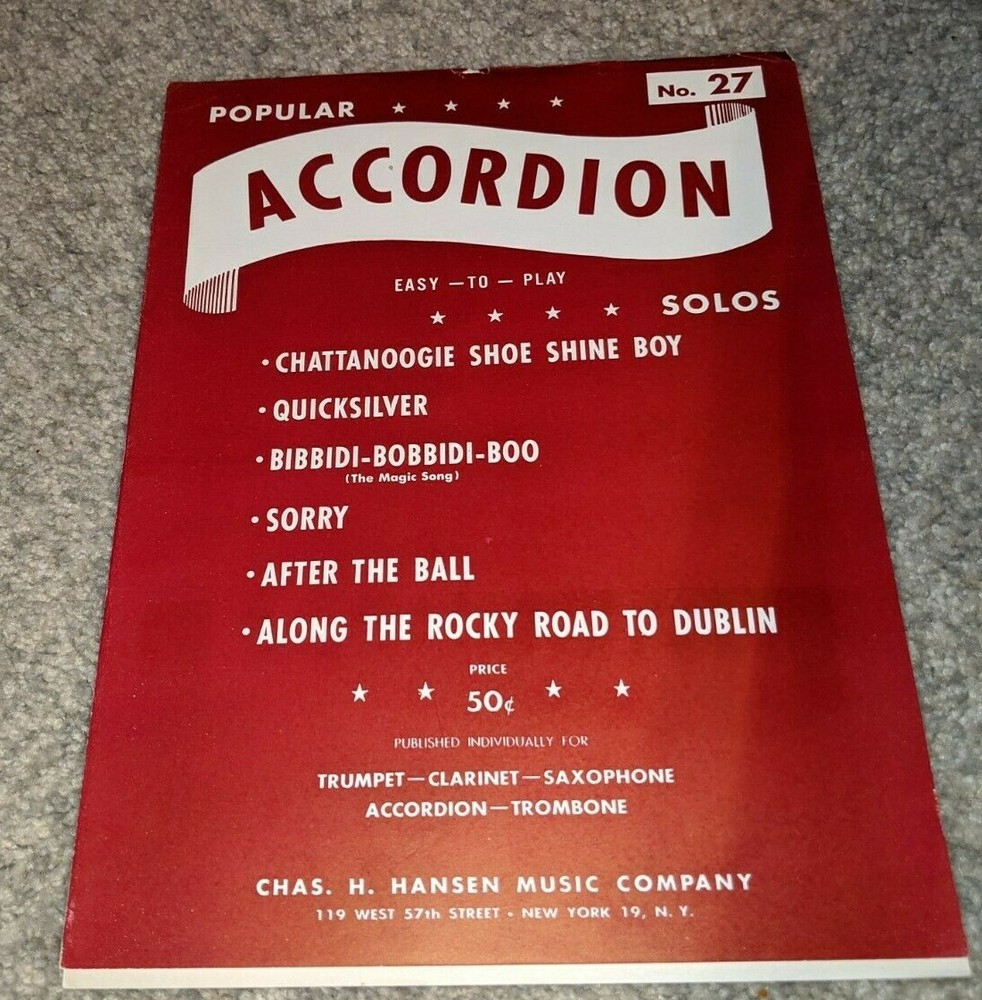 Accordion No. 27 Solos Trumpet, Clarinet, Saxophone Accordion Hansen Music Sheet
