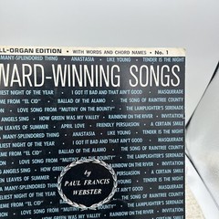 Award Winning Songs Paul Francis Webster Sheet Music Book Robbins Music 1967
