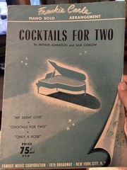 P 1952 Instrumental Piano Novelty Sheet Music COCKTAILS FOR TWO