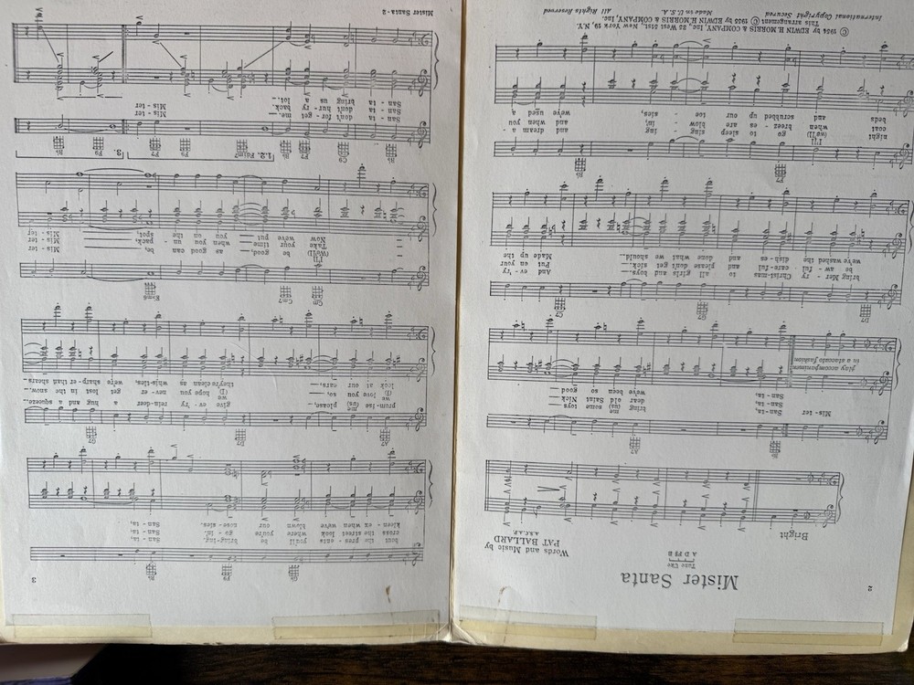 Vtg Ukulele Sheet Music Mister Santa Christmas Pat Ballard Edwin H. Morris 1954