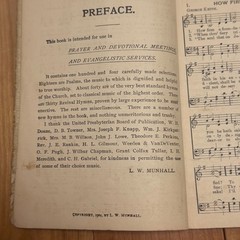 Antique 1904 Songs of Worship and Grace Hymnal – L.W. Munhall Cloth Cover 5×7