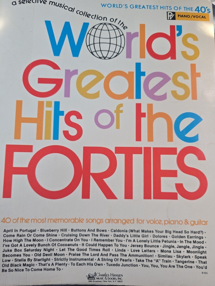 World&rsquo;s Greatest Hits Of The Forties 1971 Charles Hansen Songbook P/ G/V G550