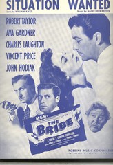 THE BRIBE Sheet Music « Situation Wanted » Ava Gardner Vincent Price John Hodiak