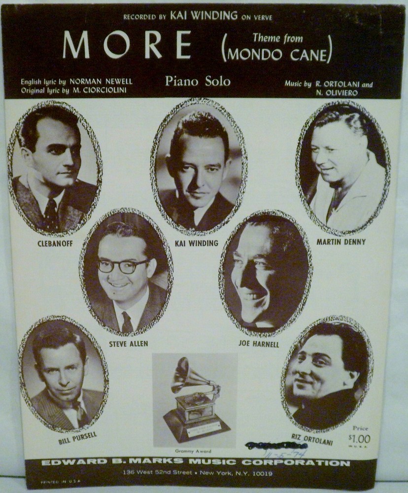 More Theme from Mondo Cane Piano Solo 1963