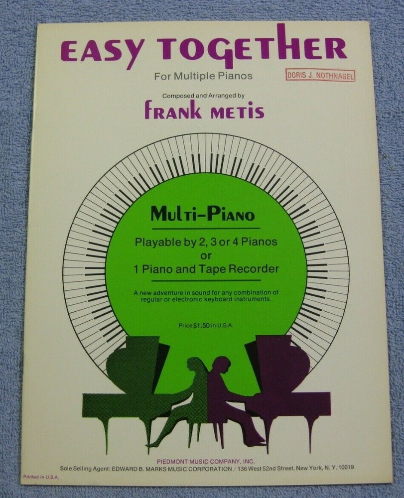 Easy Together For Multiple Pianos By Frank Metis