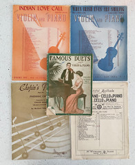 Lot 5 Vtg Violin Piano Sheet Music Duets Indian Love Call Chopin Cello Iris Eyes