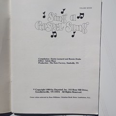 SING A GOSPEL SONG Songbook Vol 7 Daywind 1989 Southern Gospel Music 31 Songs