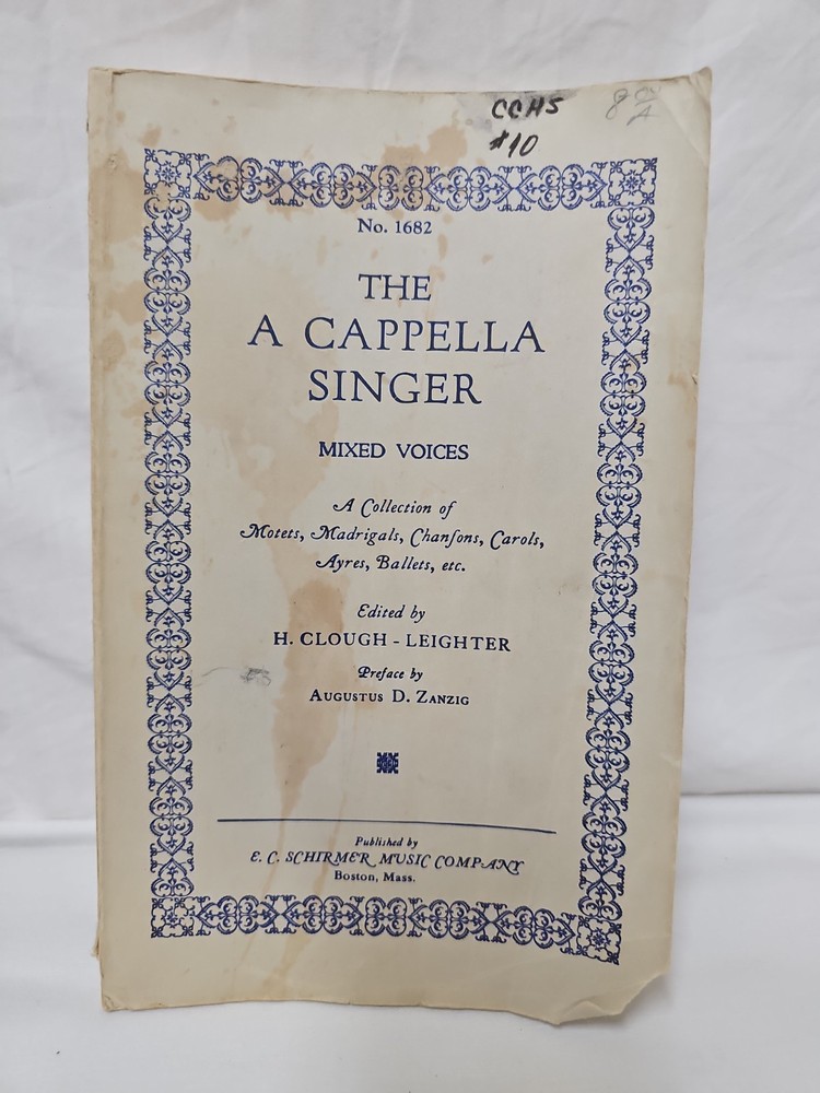 The A Cappella Singer Mixed Voices Collection 1964 Vintage Choral Music Book.