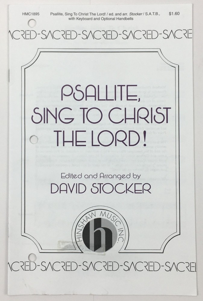 Psallite Sing To Christ The Lord SATB Piano Handbells Sheet Music David Stocker