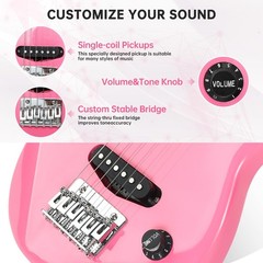 30 Inch Kids Electric Guitar Beginner Kits ST Style Mini Electric Guitar for …