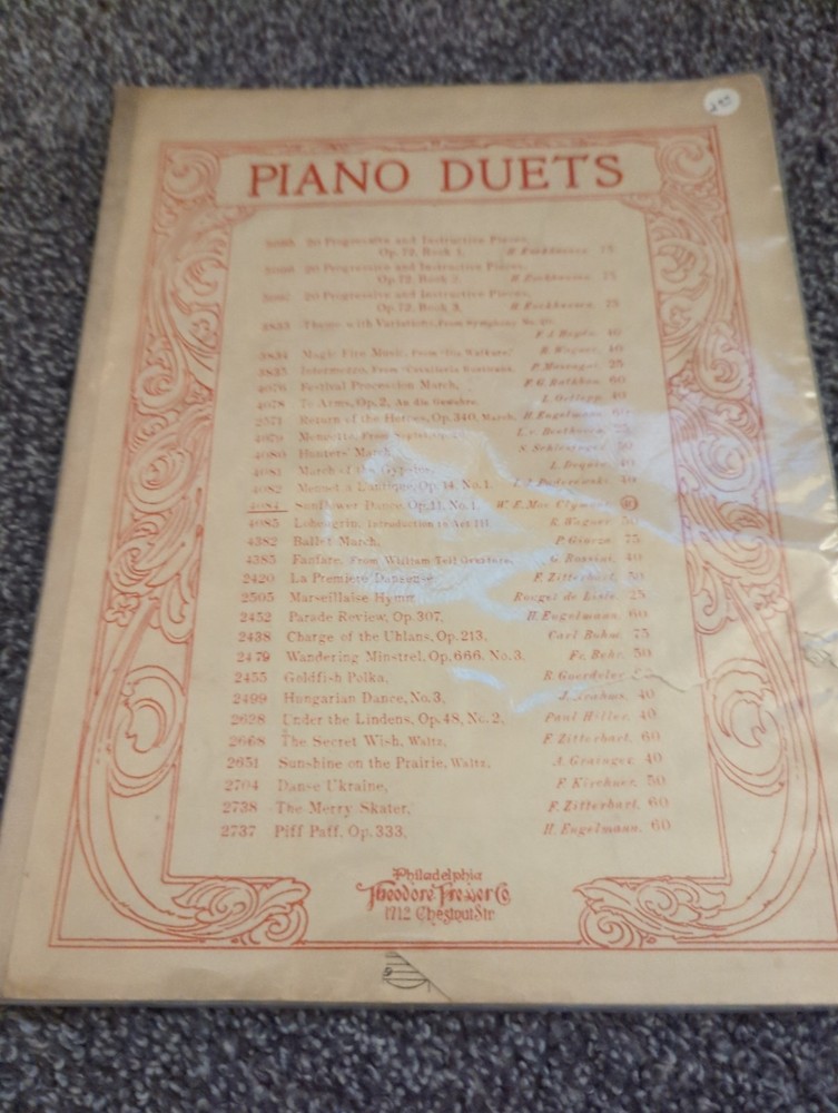 Piano Duets Sheet Music Theodore Presser Philadelphia