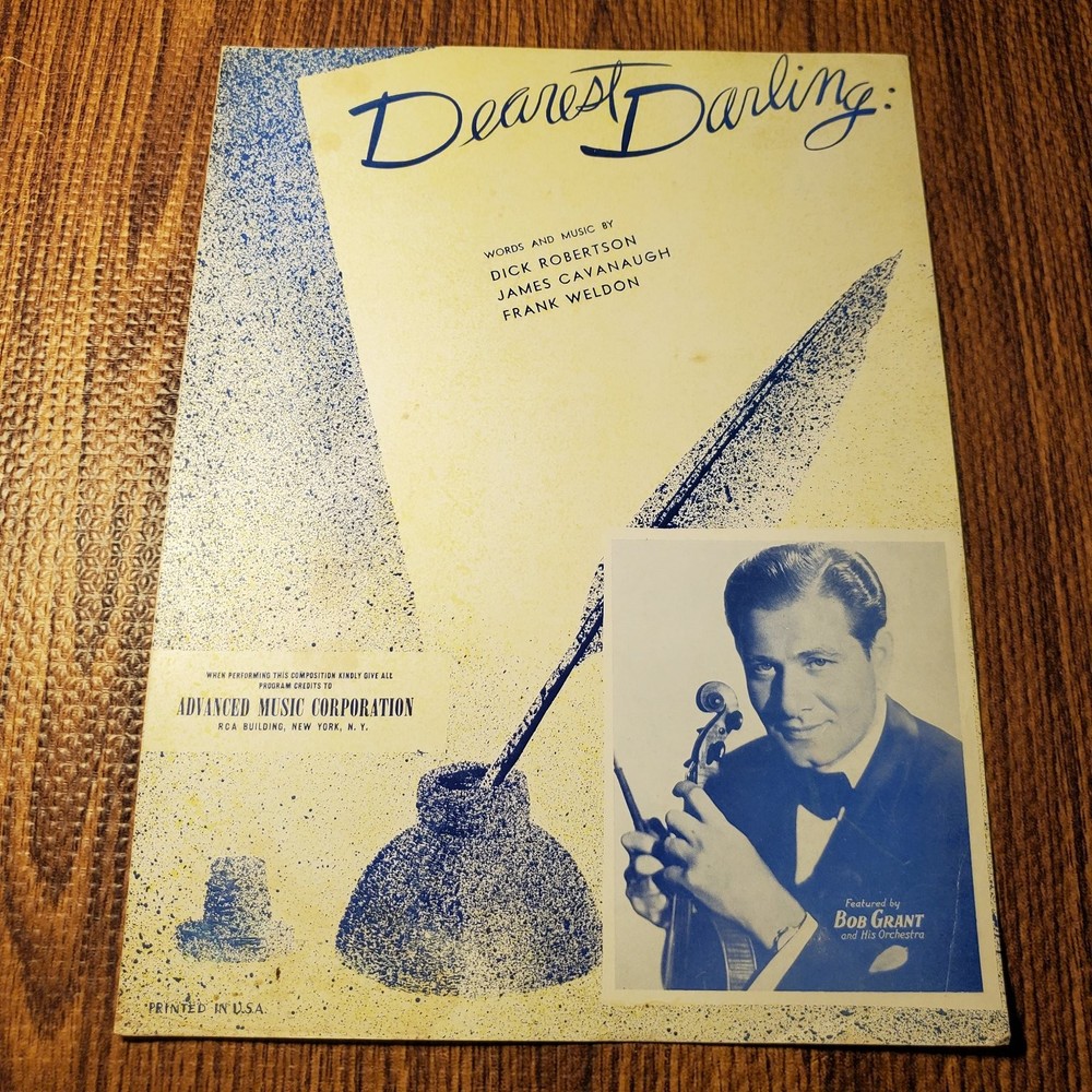 Dearest Darling Sheet Music Bob Grant & Orchestra Dick Robertson