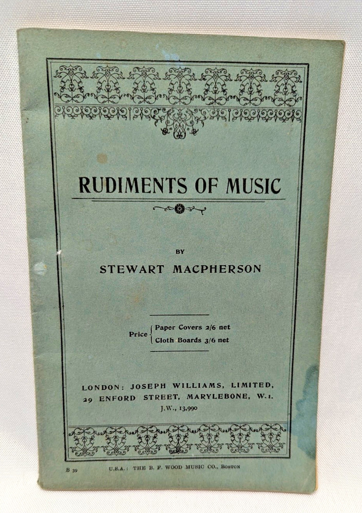 Vintage Rudiments of Music Stewart Macpherson 1939 Joseph Williams Booklet