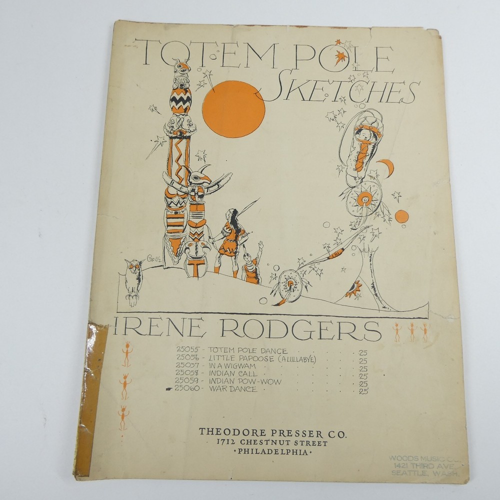Totem Pole Sketches – War Dance Sheet Music – Irene Rodgers Theodore Presser Vtg
