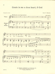 Create In Me A Clean Heart O God Sheet Music High Voice Piano Organ 1957 Mueller