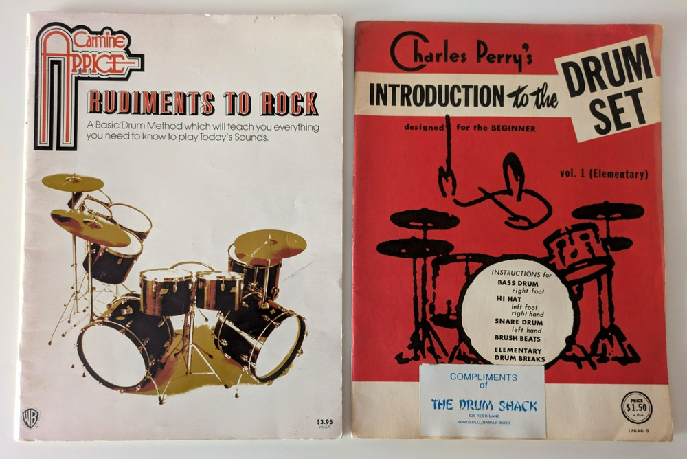 Vtg Carmine Appice Rudiments to Rock &Charles Perry Introduction to the Drum Set