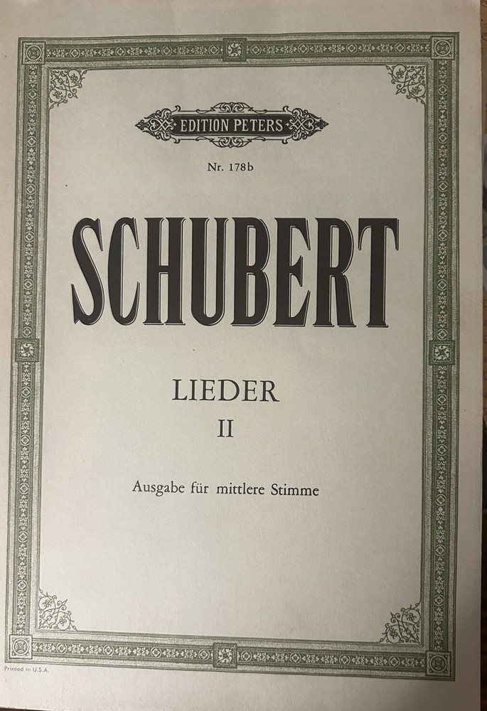 SCHUBERT – LIEDER – VOLUME 2 – EDITION PETERS – (Ausgabe Für Tiefe Stimme) 178b