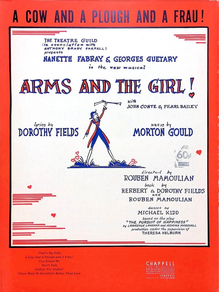 A Cow Plough And Frau Sheet Music Arms And The Girl 1950 Musical Morton Gould
