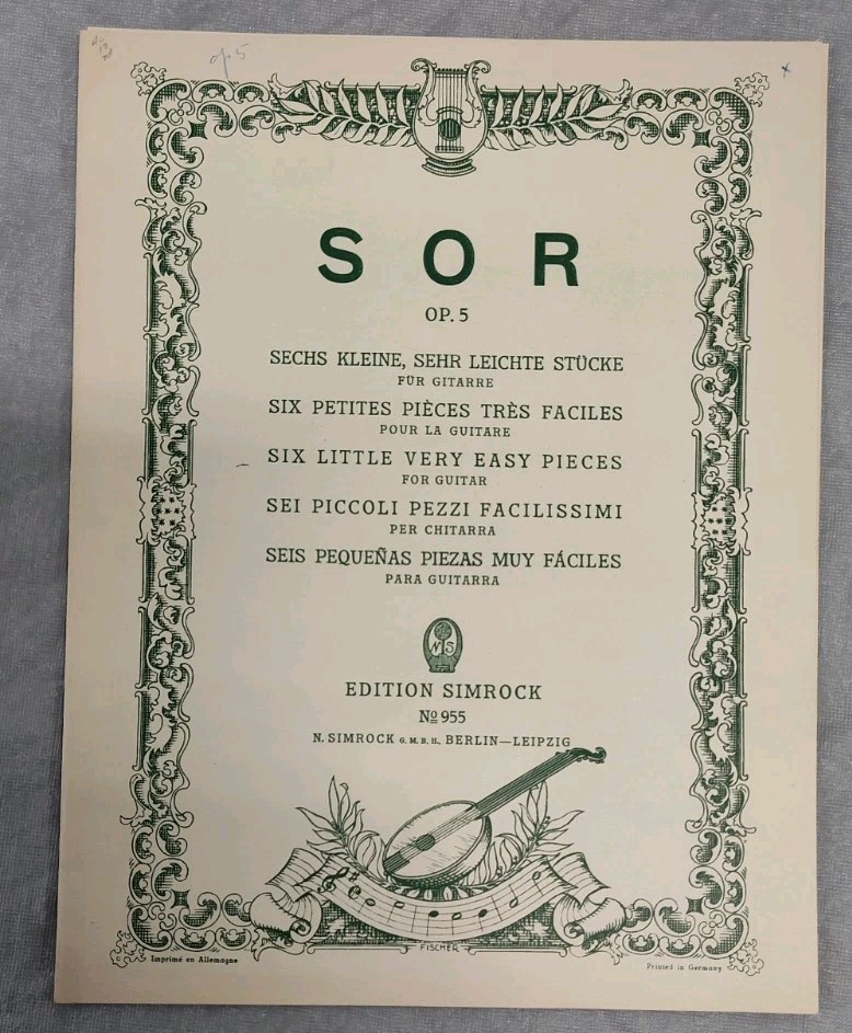 Fernando Sor 6 Little Very Easy Pieces Guitar Sheet Music Classical Spanish