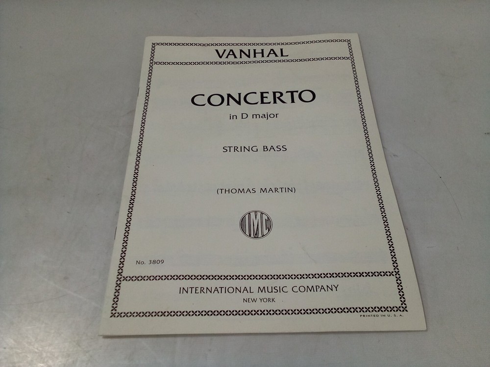 Vanhal Concerto in D Major String Bass (Thomas Martin) No. 3809 Sheet Music
