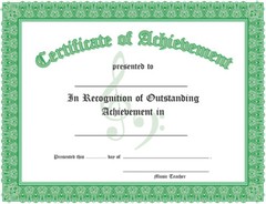 Certificate of Outstanding Participation in the Study of Piano – Publisher Ships