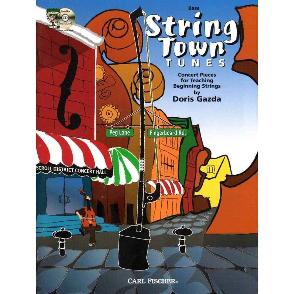 STRING TOWN TUNES MUSIC BOOK/CD FOR STRING BASS 12 SELECTIONS METHOD NEW ON SALE