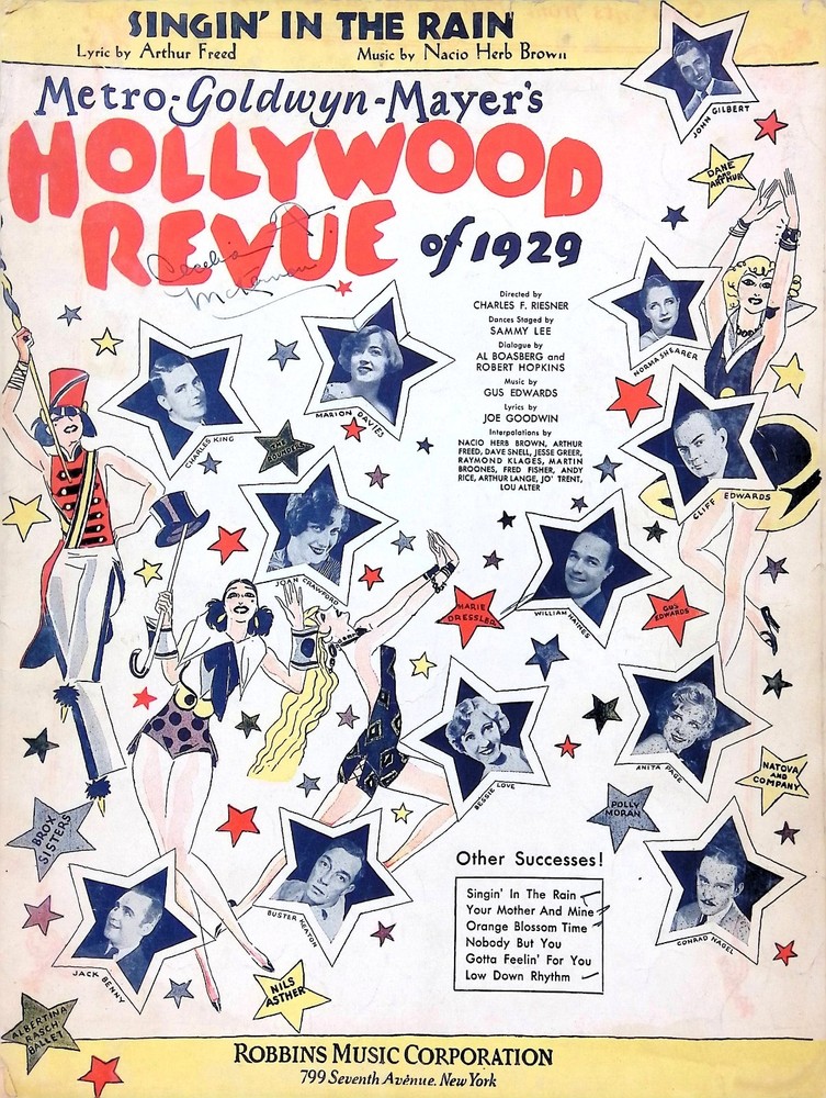 Singin In The Rain Sheet Music Hollywood Revue Of 1929 Cliff Edwards Jack Benny