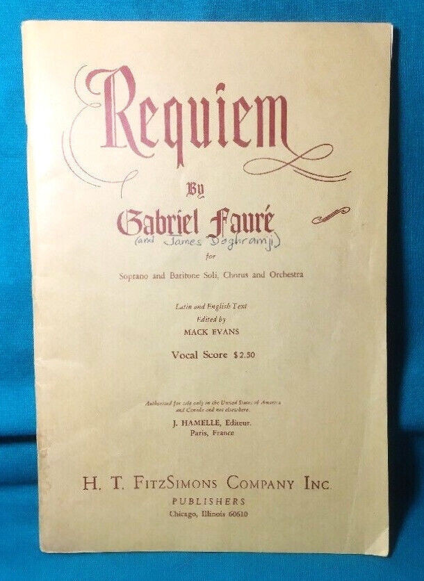 Requiem Gabriel Fauré 1950s Soprano Baritone Soli Chorus Orchestra Vocal Music