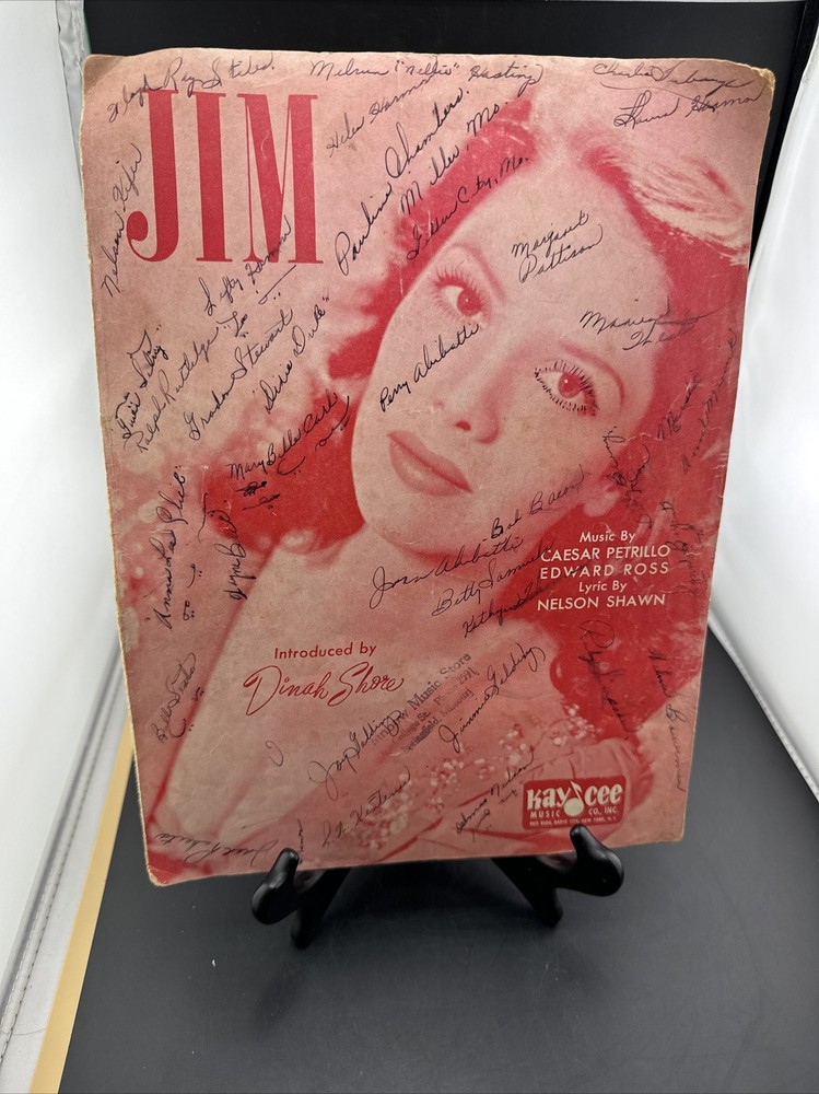 Jim -1941 sheet music – Dinah Shore cover photo/signed By Multiple Artist