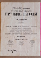 First Division Band Method for Clarinet and Trumpet, Fred Weber Band Course 1968