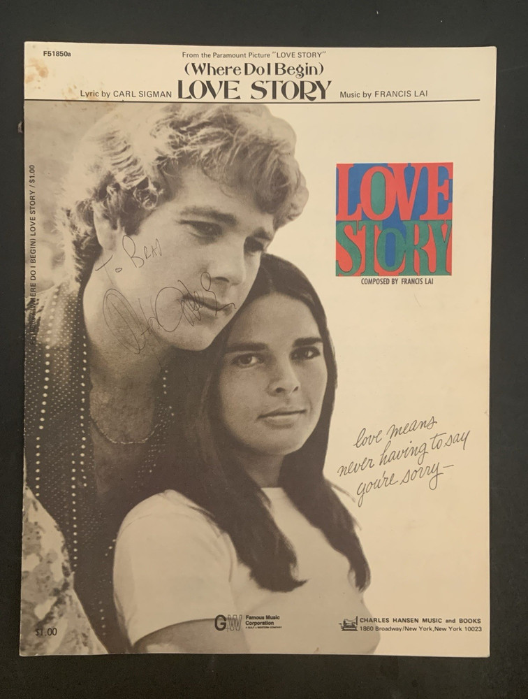 Ryan O’Neal signed sheet music