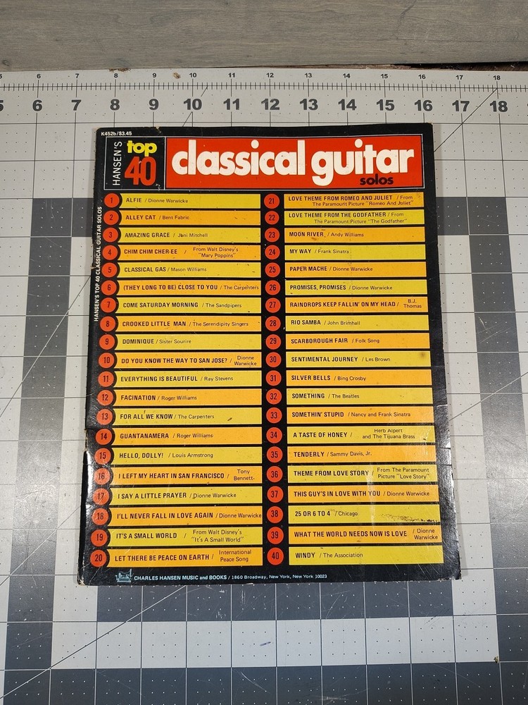 Hansen&rsquo;s Top 40 Classical Guitar Solos Book K452b Charles Hanson Music