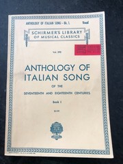 Anthology of Italian Song of the 17th & 18th Centuries – Bk 1 w/ vocals, c. 1926
