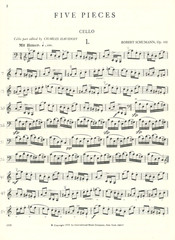 Schumann Five Pieces In Folk Style Op 102 Sheet Music Cello Piano 1954 Davidoff