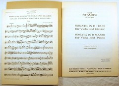 MUSICAL SCORE Stamitz SONATA FOR VIOLA In B Peters GERMANY #1678