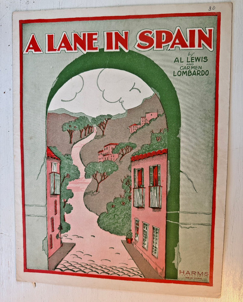 Vintage Sheet Music 1926-A Lane In Spain-Lewis-Lombardo-Ukulele-Piano-Vocal-Song