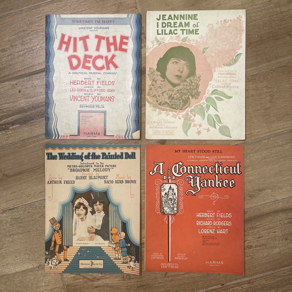 Lot Of 4 Antique Sheet Music Show Tunes Dated Late 1920s Used And Show Wear