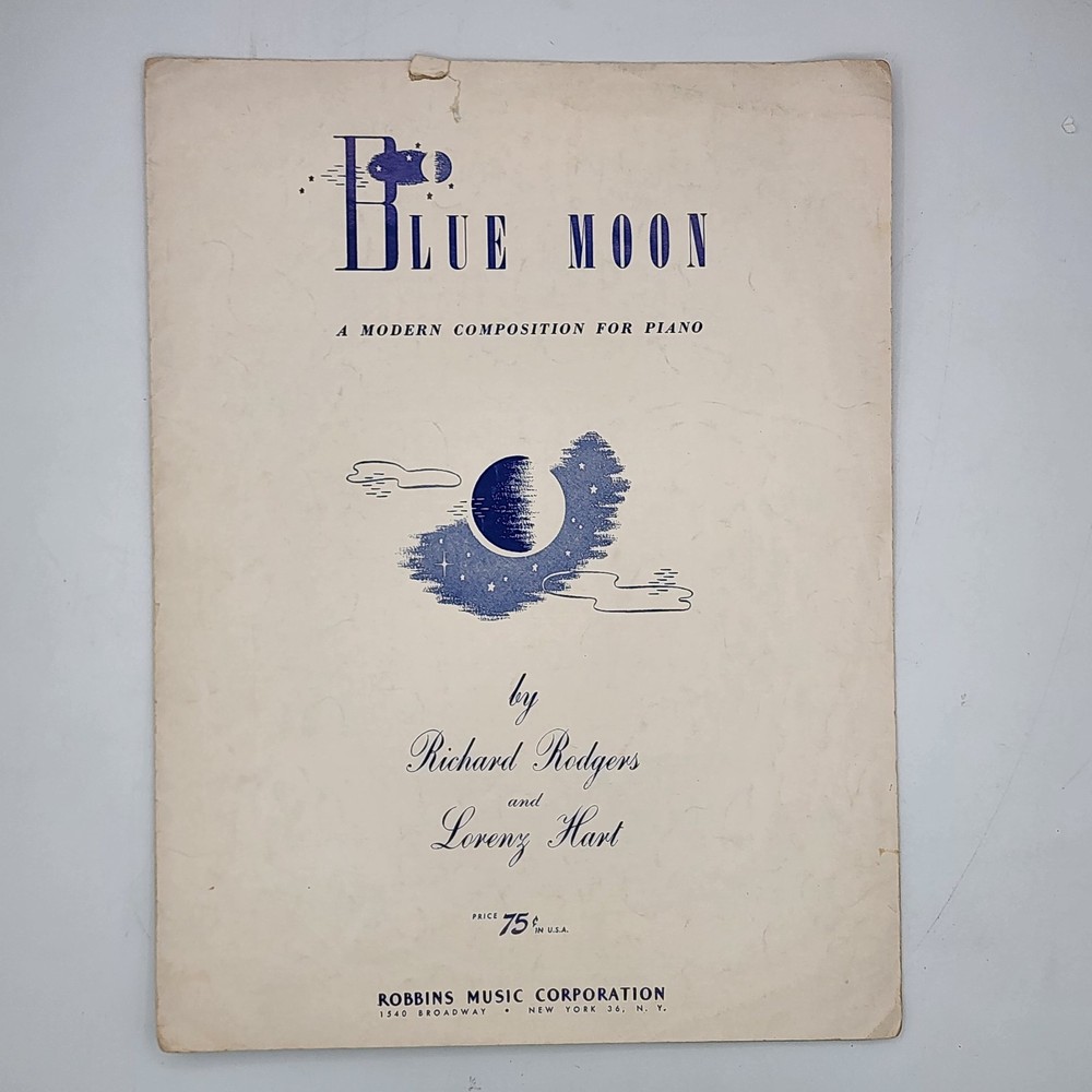 Sheet Music Blue Moon 1950s Richard Rodgers Lorenz Hart Robbins Music
