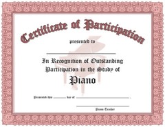 Certificate of Outstanding Achievement in the Study of Piano – Publisher Ships!