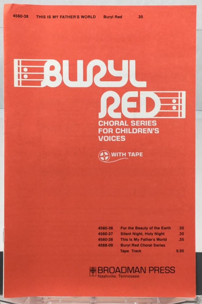 This is My Fathers World 2 Part Childrens Choir Piano Sheet Music Buryl Red 1973